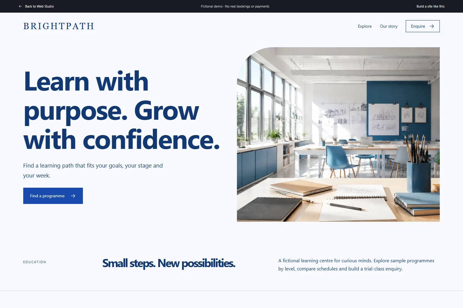Actual BRIGHTPATH demo website preview