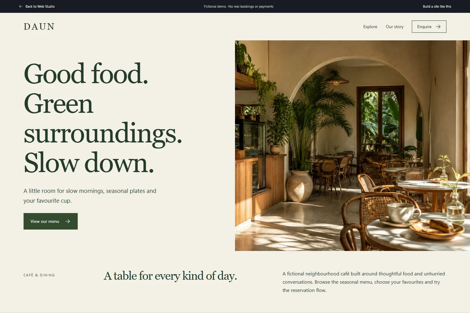 Actual DAUN demo website preview
