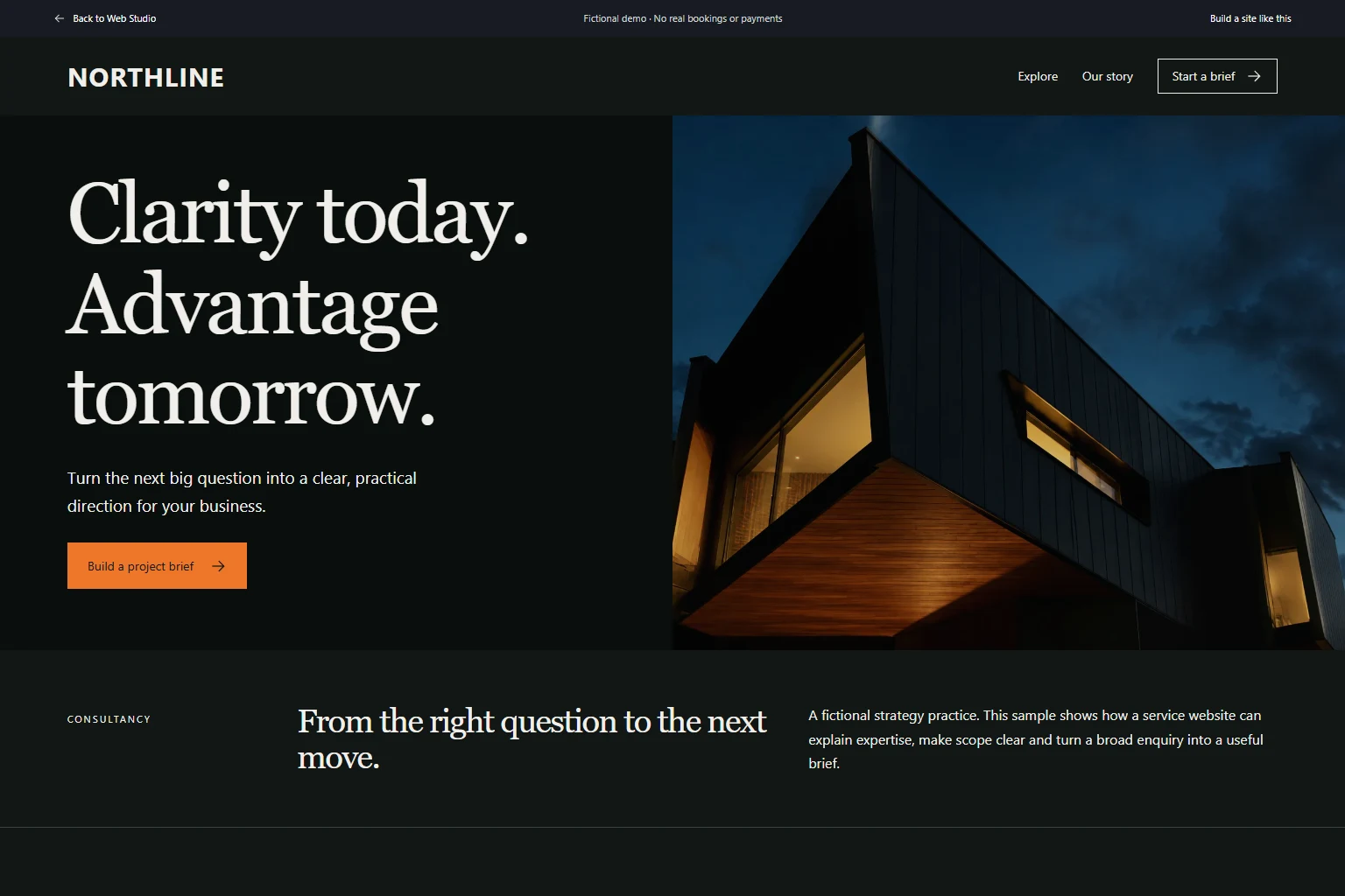 Actual NORTHLINE demo website preview