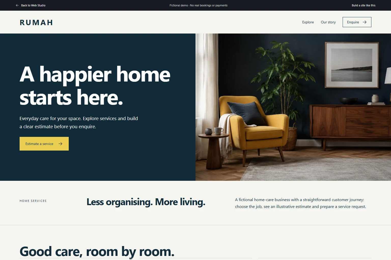 Actual RUMAH demo website preview