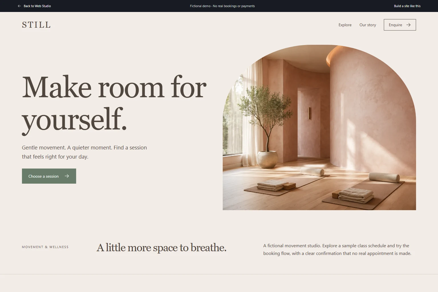 Actual STILL demo website preview